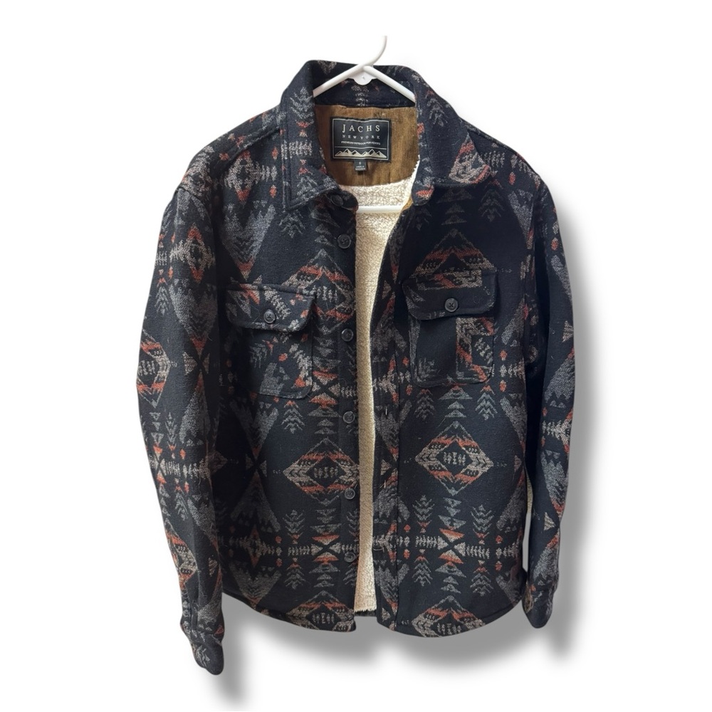 Jachs Men's Patterned Jacket - Navy Blue and Gray Size S